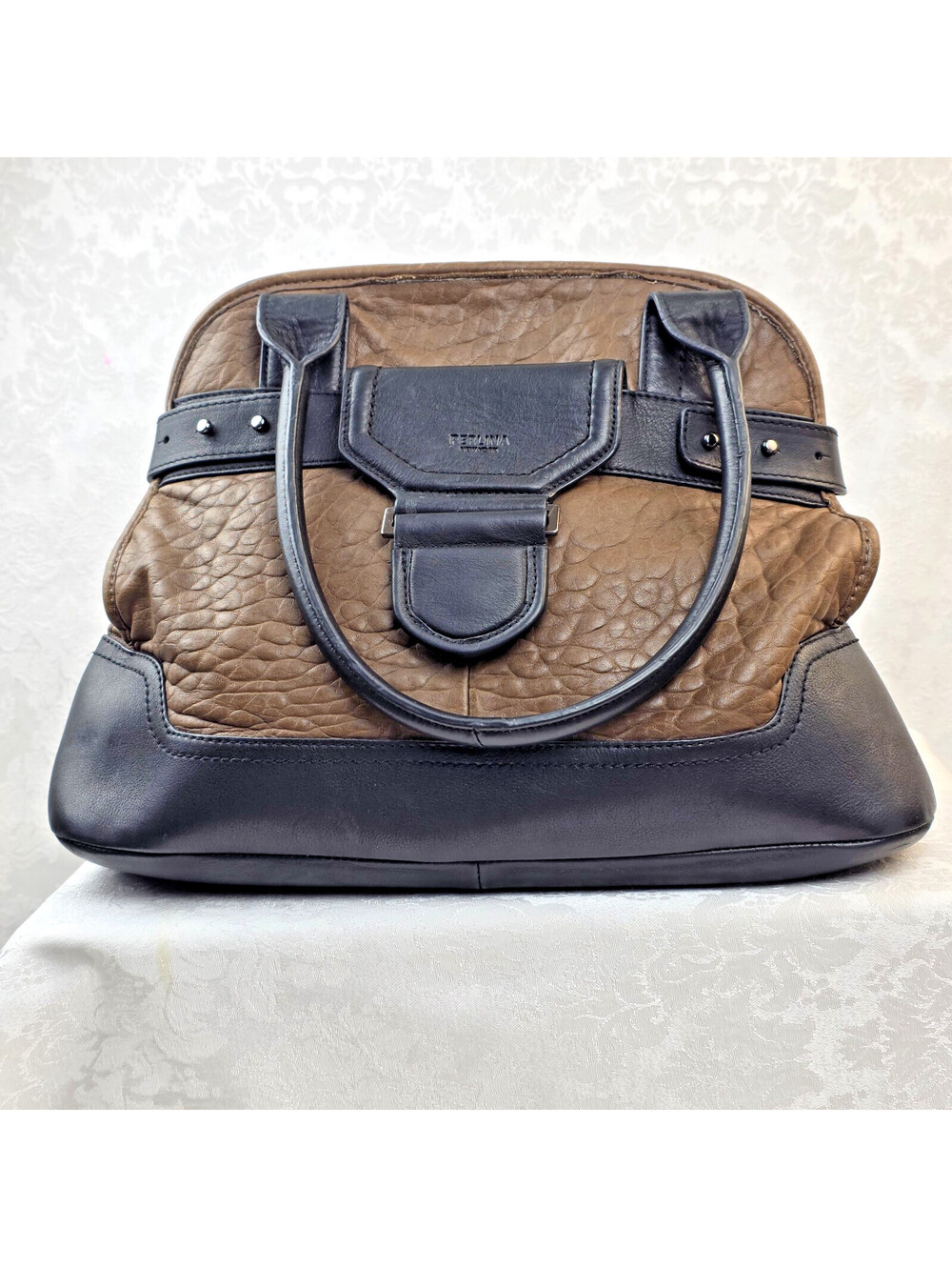 Perlina of New York Brown Leather Tote/Handbag